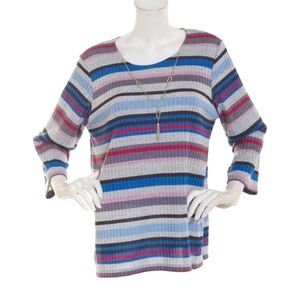 Alfred Dunner lightweight quarter sleeve multi colored top size M